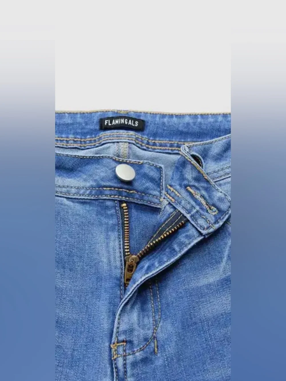 Flamingals Wash Mid Rise Straight Leg Jeans